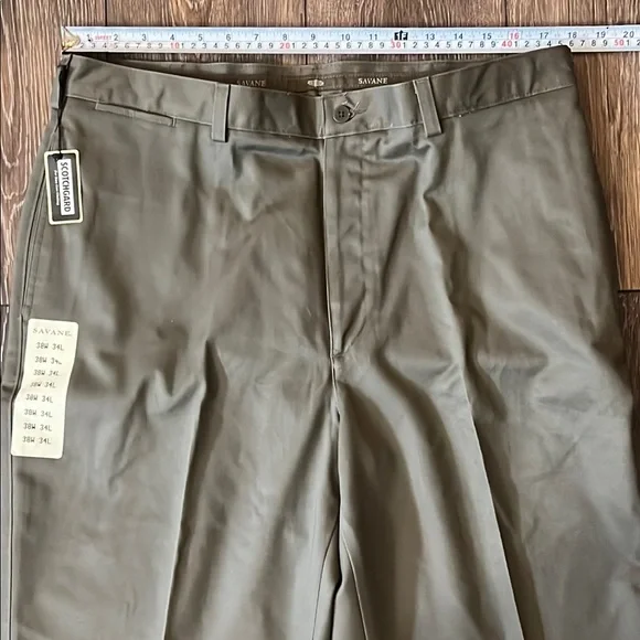 NWT Savane Scotchgard Olive Green Pants Men’s Size 38x34 - Picture 8 of 11